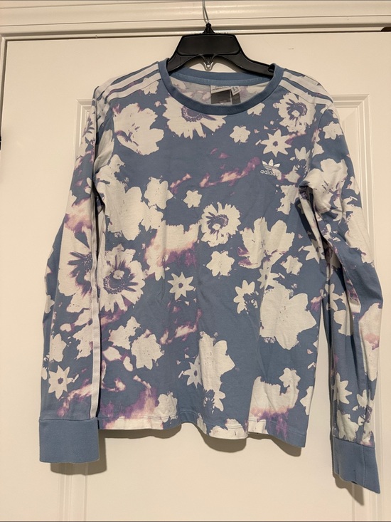 adidas Tops - adidas Blue Floral Tie-Dye Long Sleeve Tee